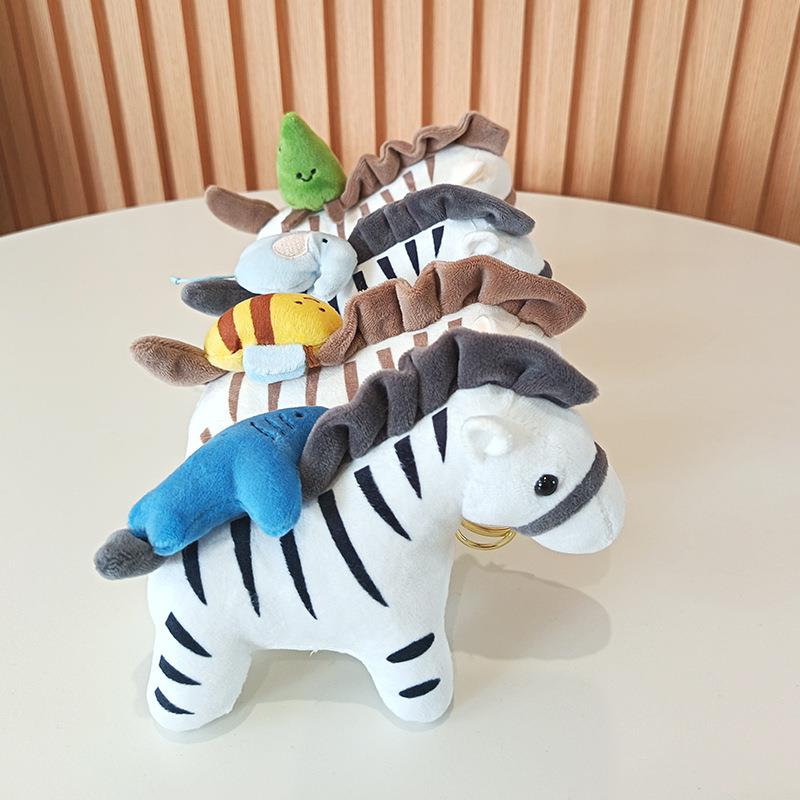 可爱萌抽拉小斑马挂件毛绒玩具公仔小马包包挂饰钥匙扣布娃娃玩偶