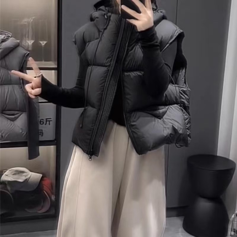 DIDORSSBO秋冬时尚休闲短款美式潮流防风保暖连帽棉服马甲MJ811