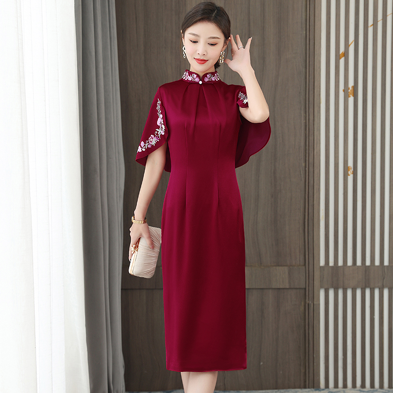 高端连衣裙旗袍婚礼妈妈装婚宴礼服喜婆婆装敬酒上档次气质中长款