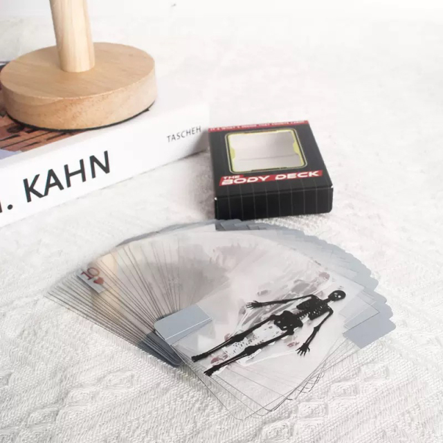 扑克骨骼扑克牌 创意切塑料人体解剖切片花解压玩具透明胶片人体