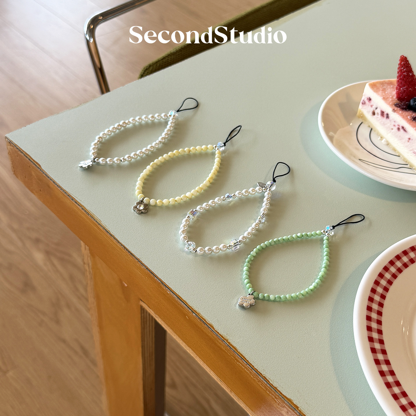 secondstudio精致原创设计贝壳珍珠手机链条串珠挂链短款挂绳