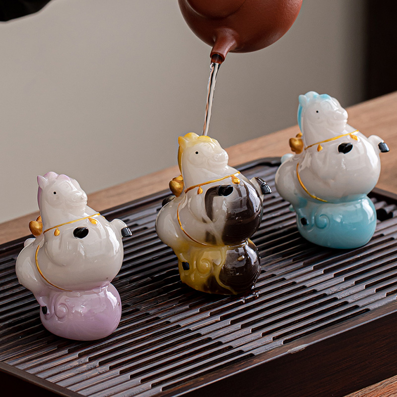 文创马到成功高档可爱变色茶宠摆件手工网红创意家居摆件小唐马