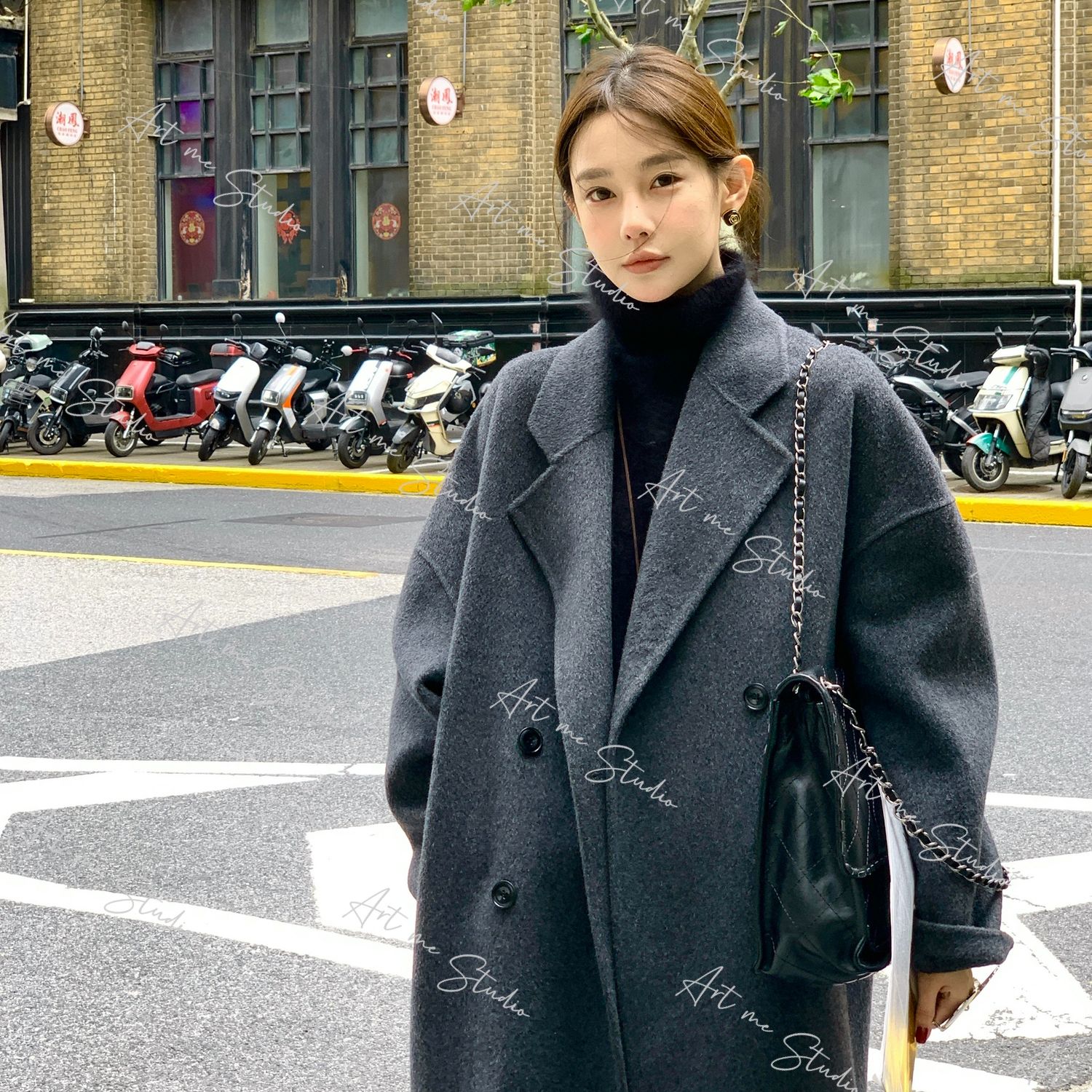 【ART ME】升级二代比利时经典永流传绵羊毛羊绒混纺长大衣w24558a