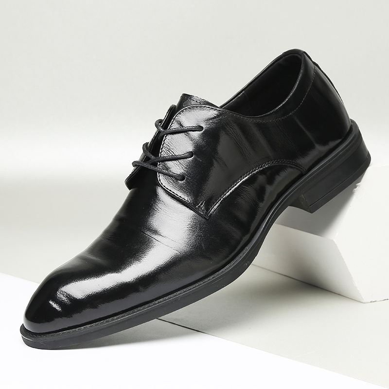 2025秋季新款潮流百搭低帮防滑透气轻便系带商务休闲韩版皮鞋男款