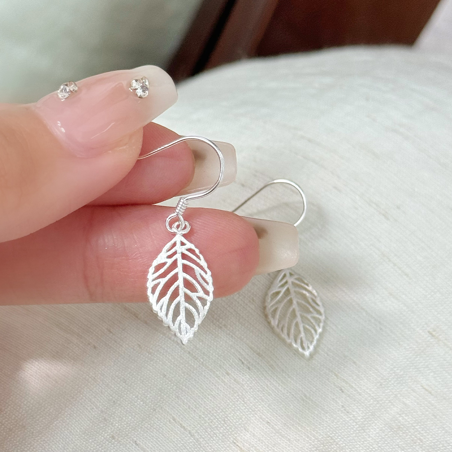 925银耳饰 高级几何叶子耳环2025新款爆款森系气质百搭耳饰显脸瘦