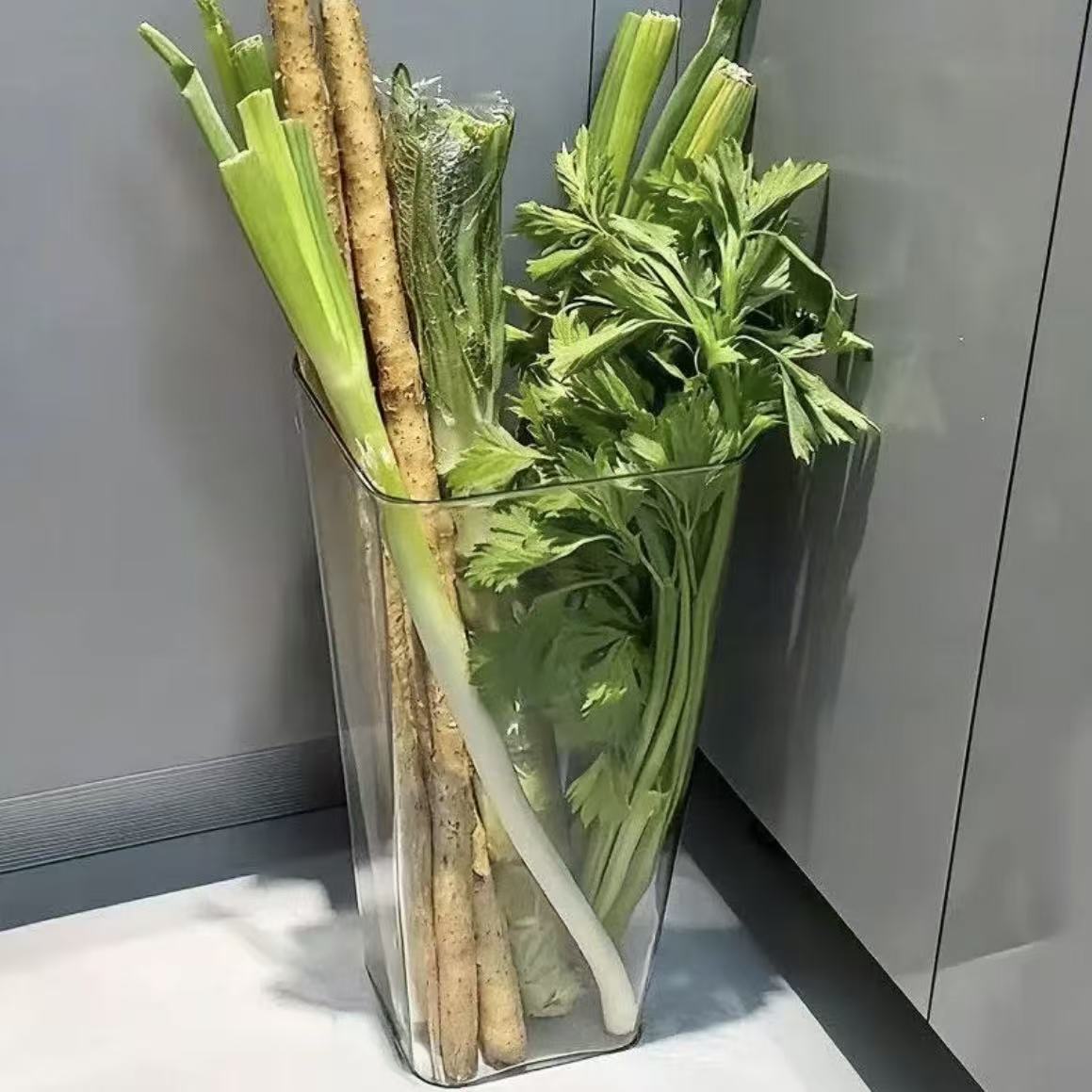 多功能厨房姜蒜食材大容量收纳桶大葱收纳盒铁棍山药透明整理桶