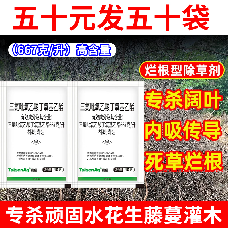 三氯吡氧乙酸除草剂烂根灌木葛根络石藤水花生爬藤内吸烂根除草剂