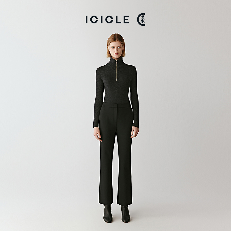 【9.26上新】ICICLE之禾25早秋新品厚弹力羊毛罗马布喇叭裤0566