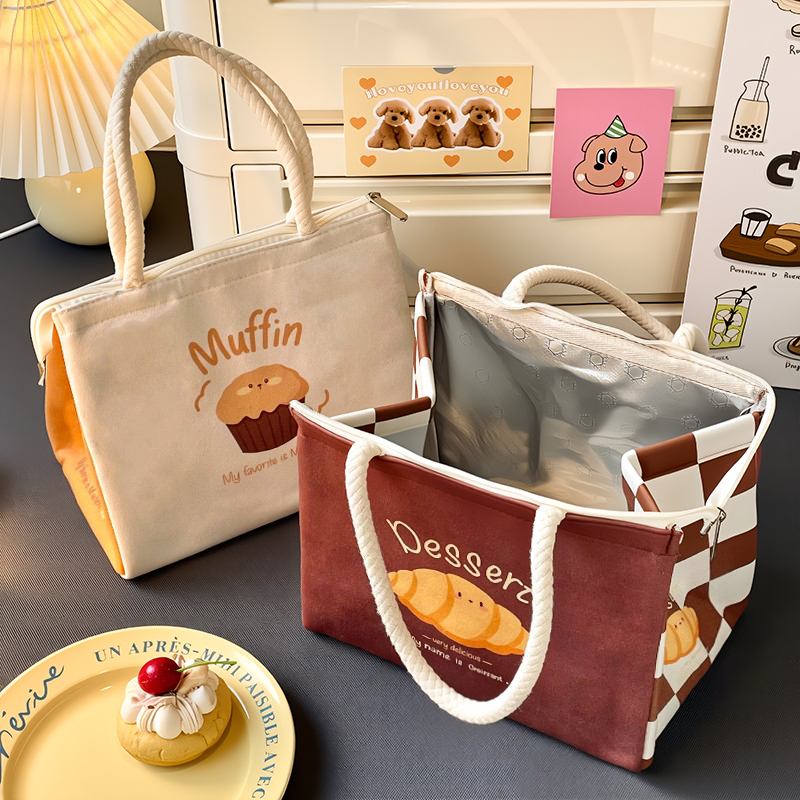 可爱保温饭盒袋便当包上班族饭兜袋带饭零食早餐袋子便携手提餐包