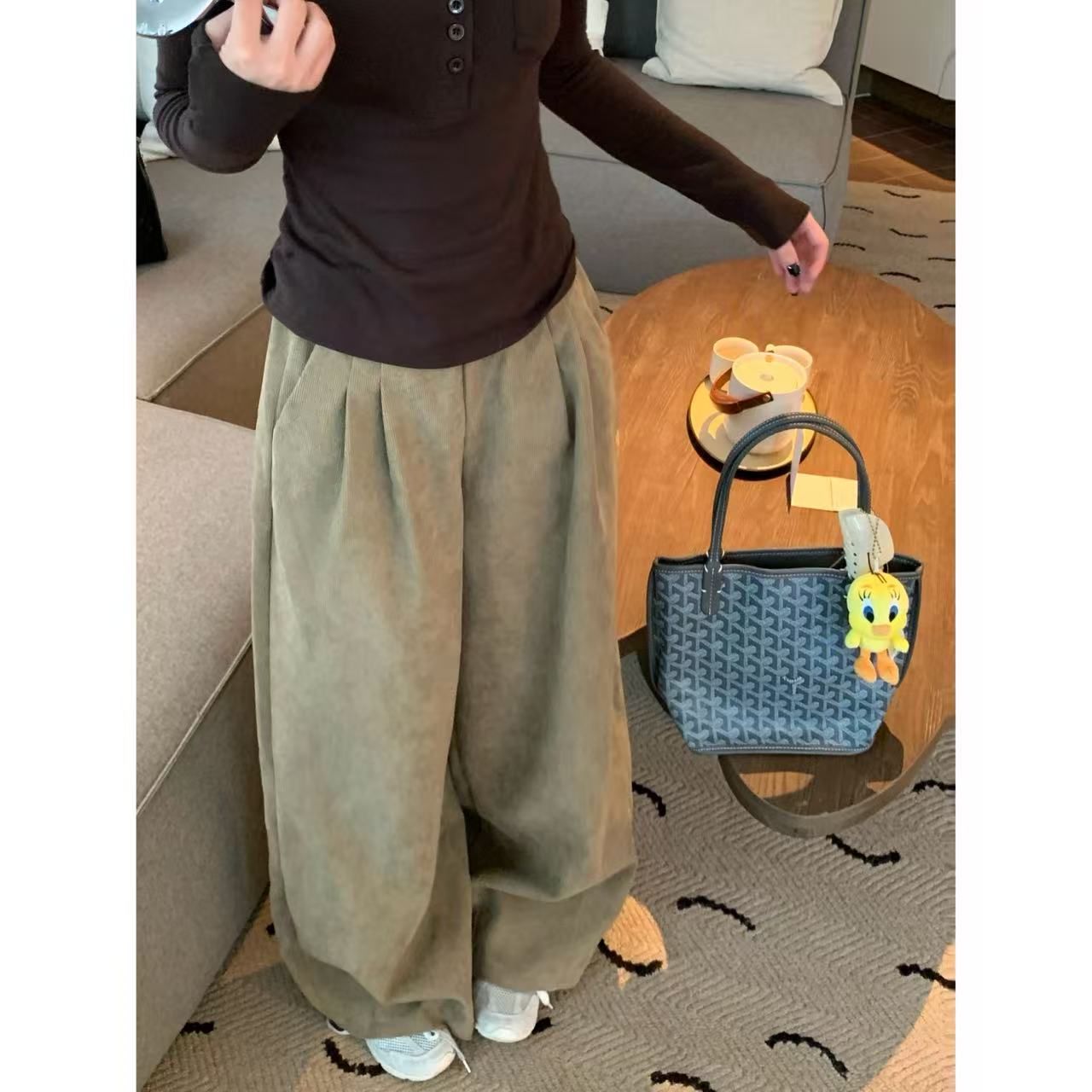 H832 H1558【山本少女】新款慵懒风垂感宽松休闲百搭阔腿裤