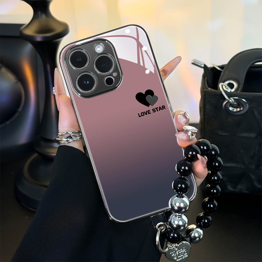 适用于苹果16华为OPPO小米VIVO高颜值简约新颖电镀玻璃壳BG0235