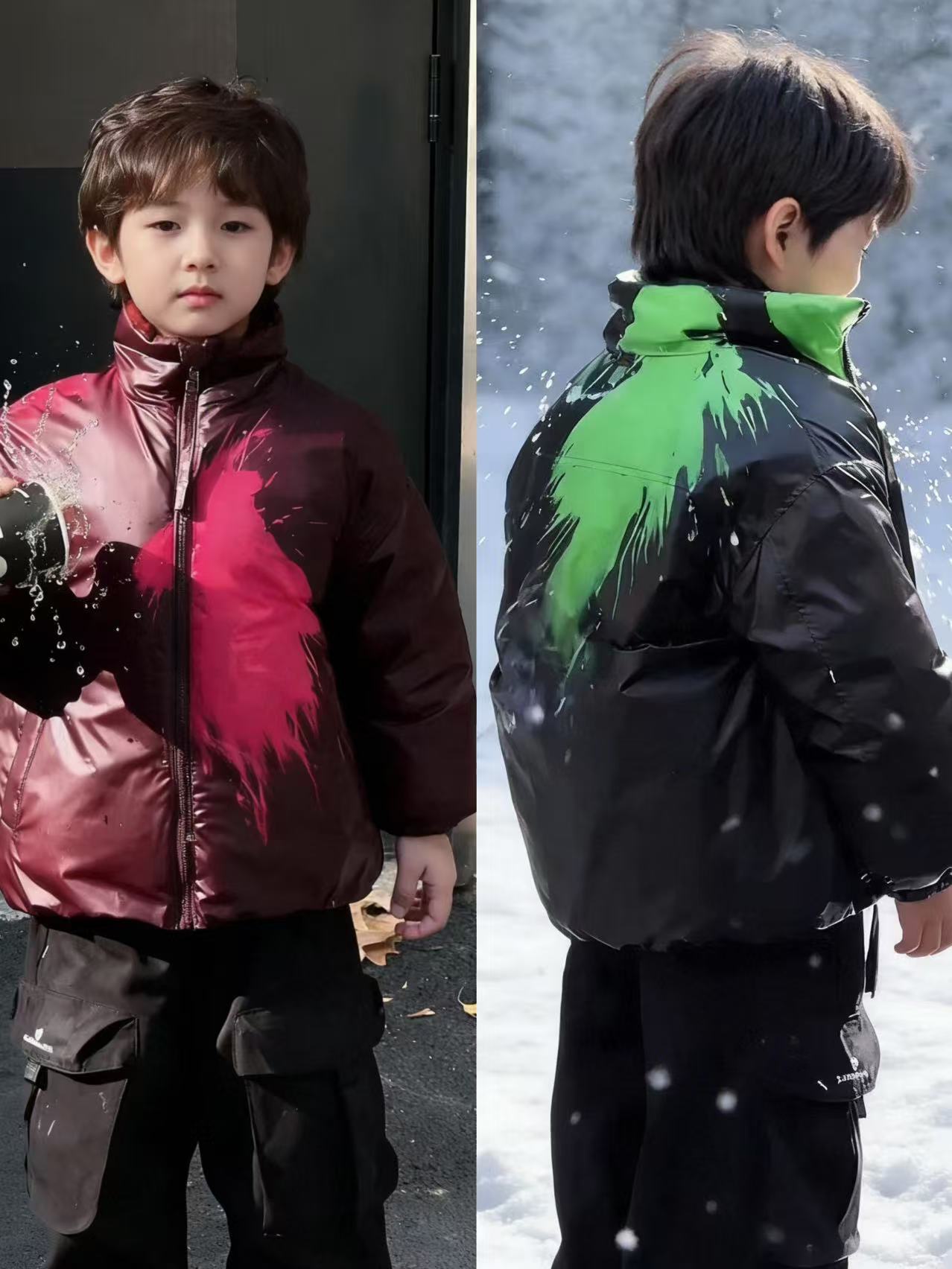男女童温感变色羽绒服2025新款冬装中大童趣味三防白鸭绒外套儿童