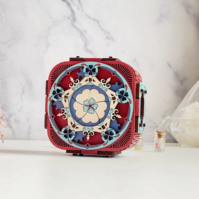 七夕儿童礼物手工木质拼装DIY八音首饰盒机关音乐盒送男女友生日