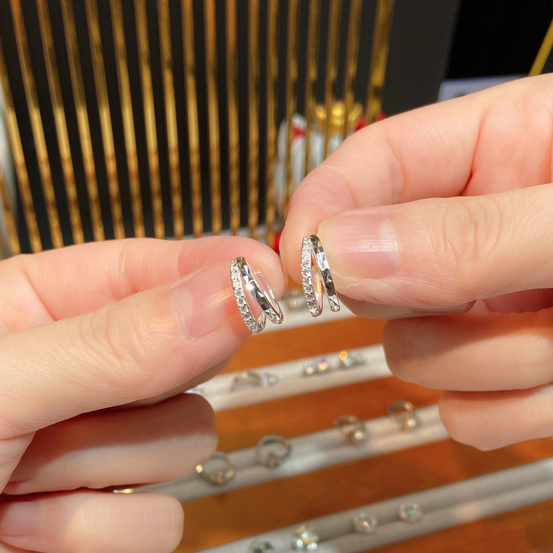 足银耳饰 999纯银耳环小众女几何耳坠轻奢双层简约耳圈气质N1003