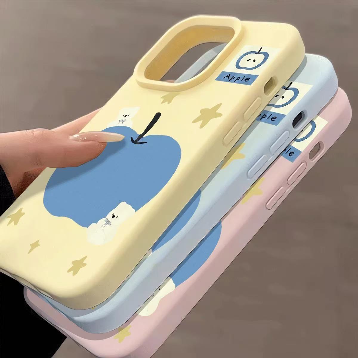 星星白熊蓝苹果适用苹果17手机壳iphone16/15pro14ProMax13全包12