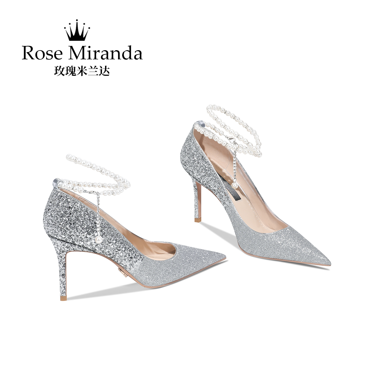 RoseMiranda玫瑰米兰达高跟鞋法式一字带单鞋晚宴婚鞋