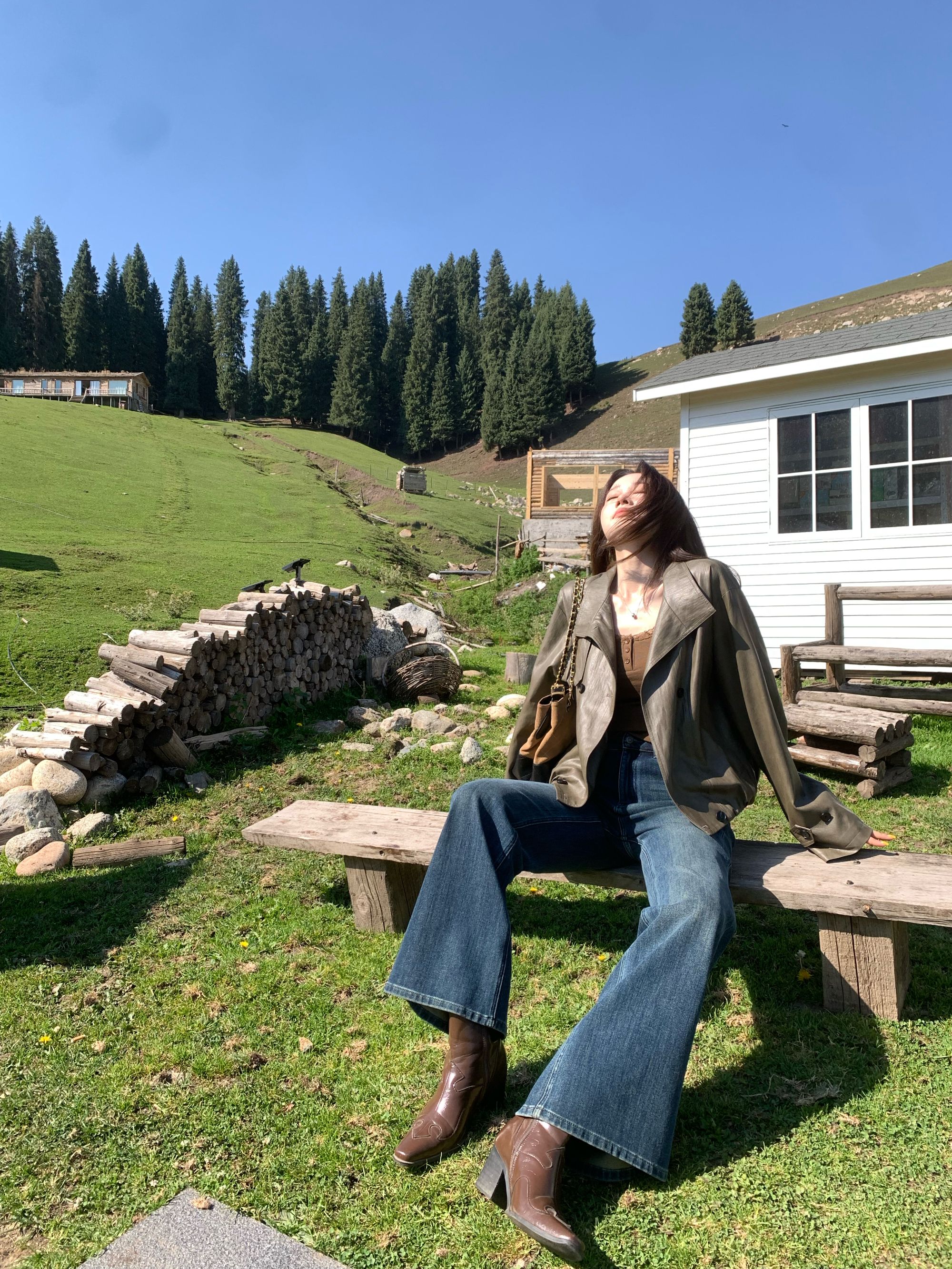 EIA一尧【克里斯汀】早秋气质复古皮衣外套百搭休闲美式宽松夹克女