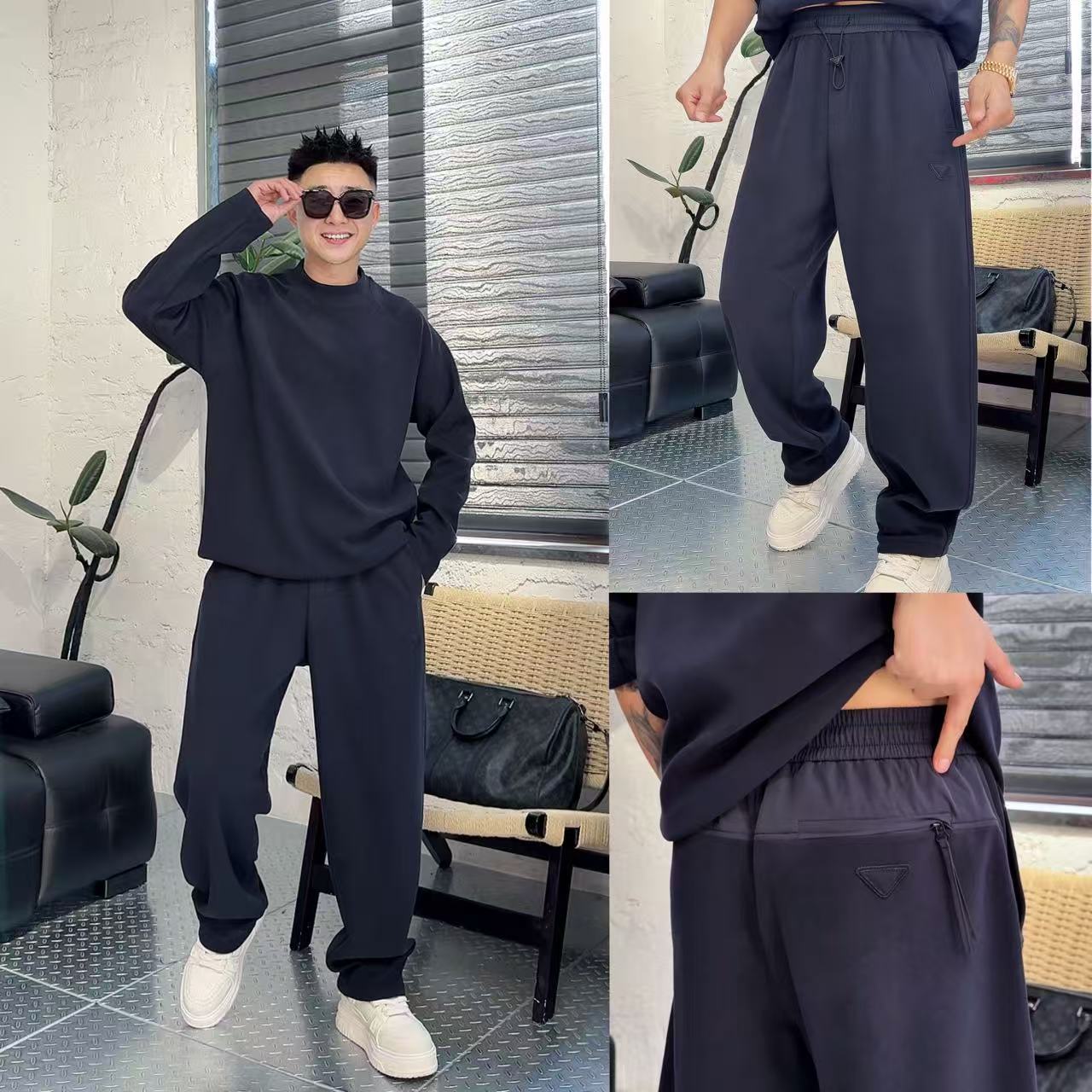 YULE语乐 91226/86961桑蚕丝羊毛防风套装磨毛加厚三角标卫衣卫裤