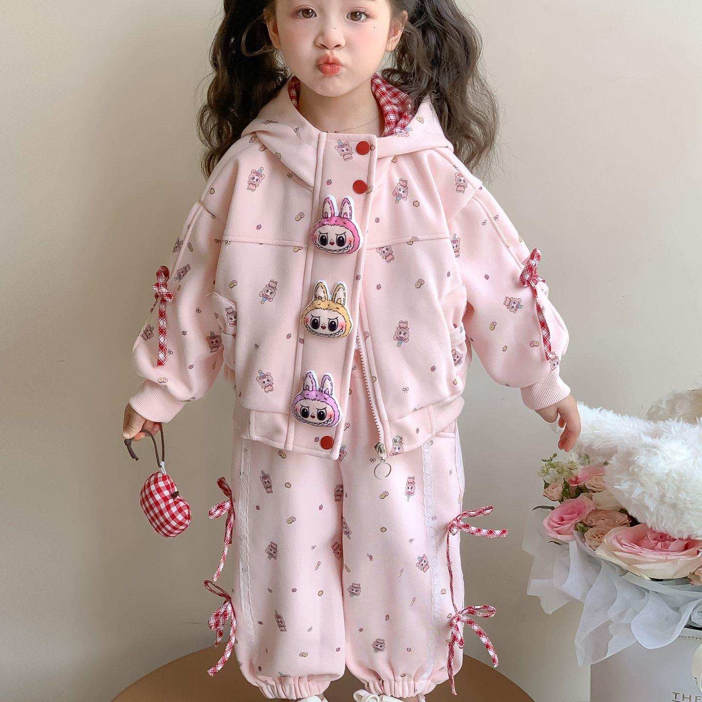 女童拉布布套装洋气卡通儿童连帽外套裤子两件套小女孩宝宝春秋装