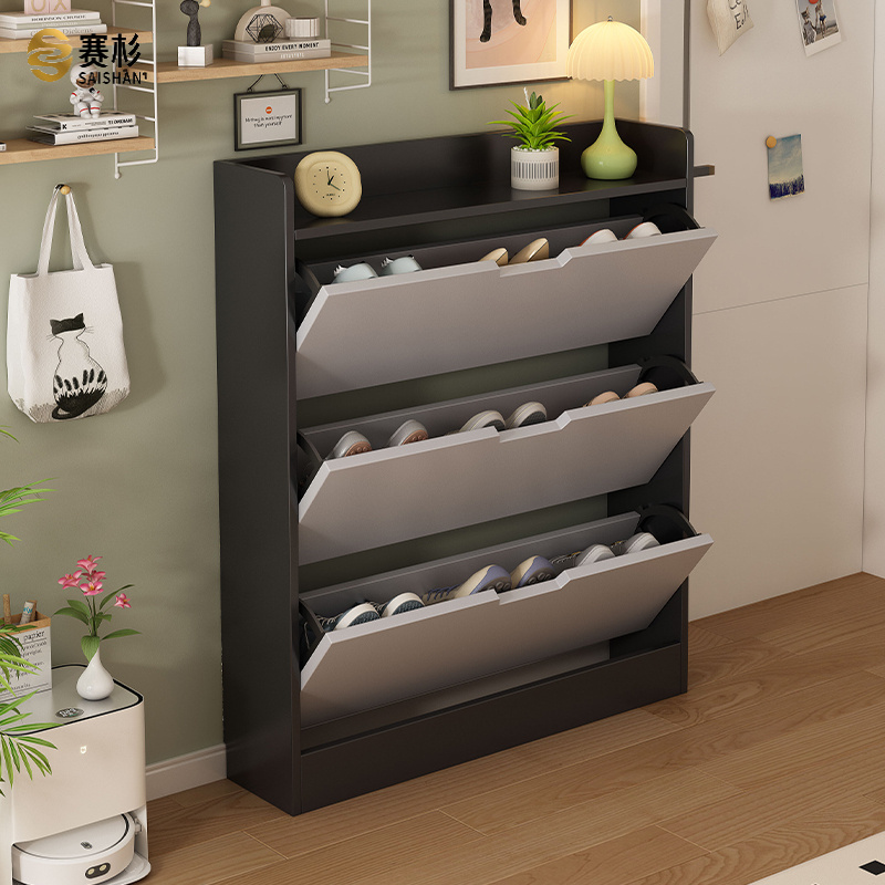 薄款翻斗鞋柜家用门口入户门多层鞋架子多功能收纳柜玄关柜简约款