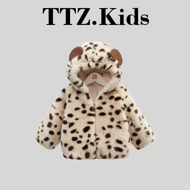 儿童婴儿加绒毛衣外套连帽拉链衫冬季宝宝洋气女童可爱风男童加厚