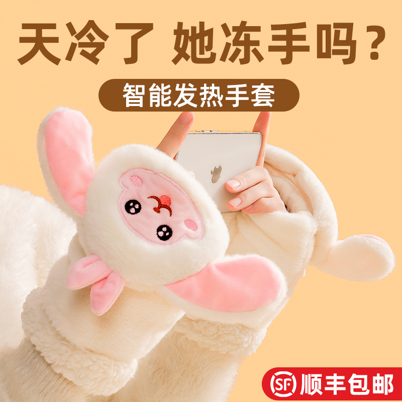 新年礼物萌宠暖手宝充电加热发热手套暖手神器usb学生送女生礼物