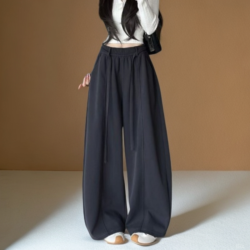 黑色复古弯刀裤女垂感2025新款高腰显瘦阔腿裤宽松休闲拖地长裤