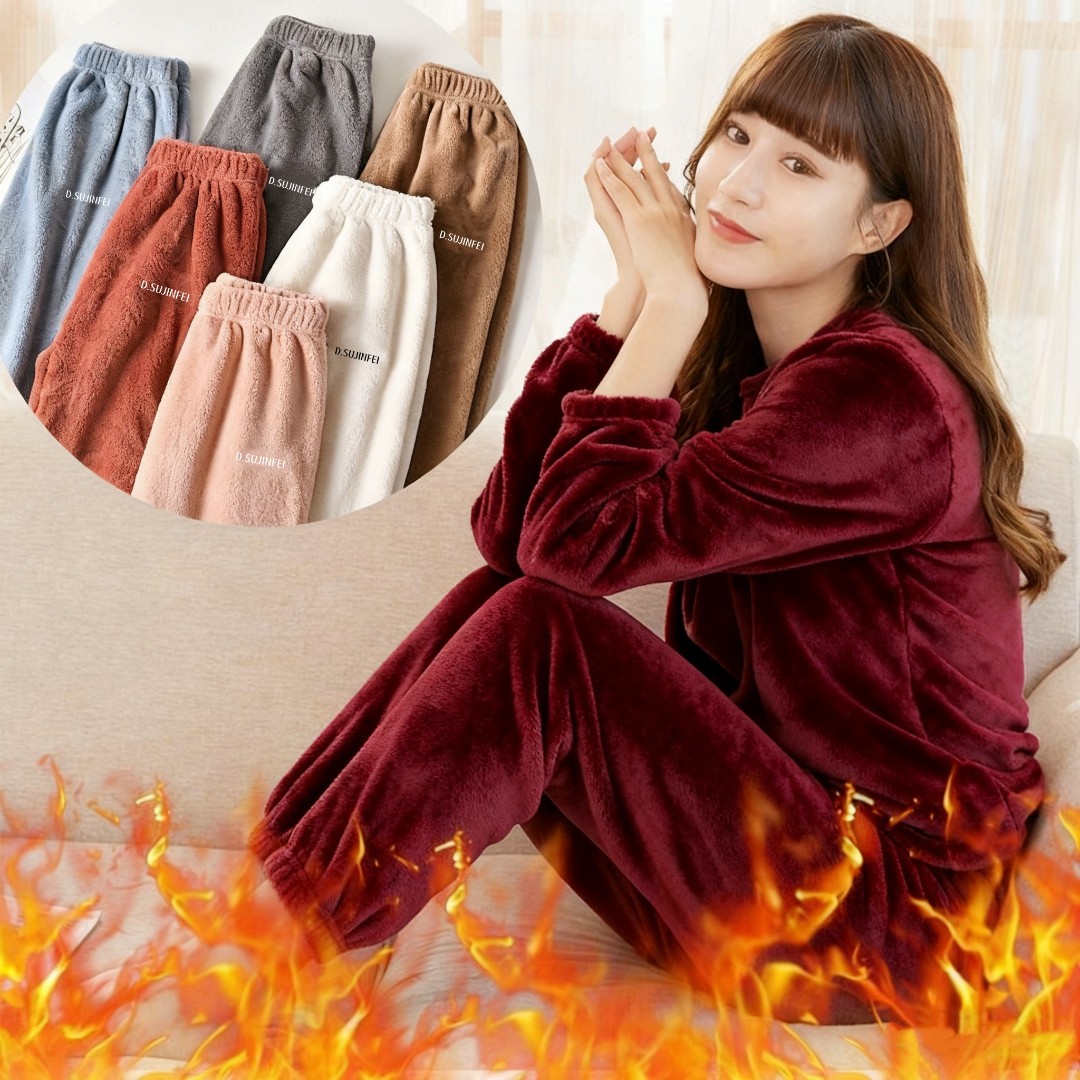 珊瑚绒睡衣仙女暖暖裤女冬季加绒家居服外穿懒懒套装大码宽松睡衣