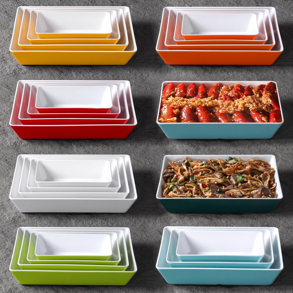 密胺餐具盘子双色熟食盘卤菜展示盘长方形卤味凉菜摆盘商用鸭货盘