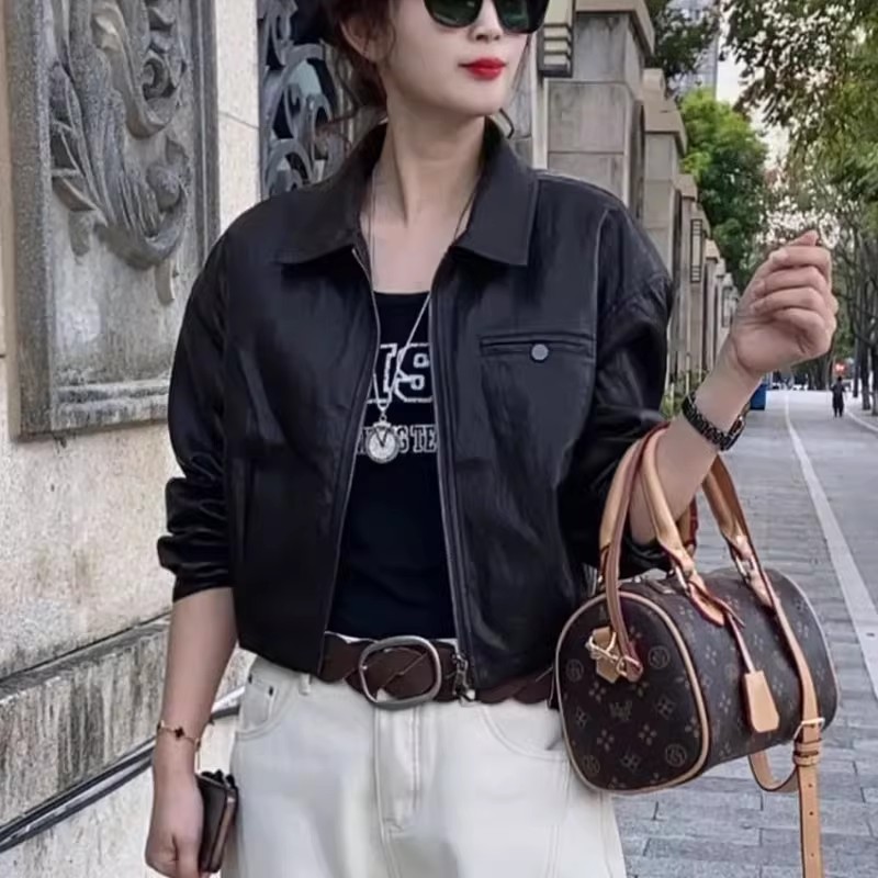 小个子皮衣夹克短外套2025秋冬新款韩版时尚夹棉保暖洋气百搭上衣