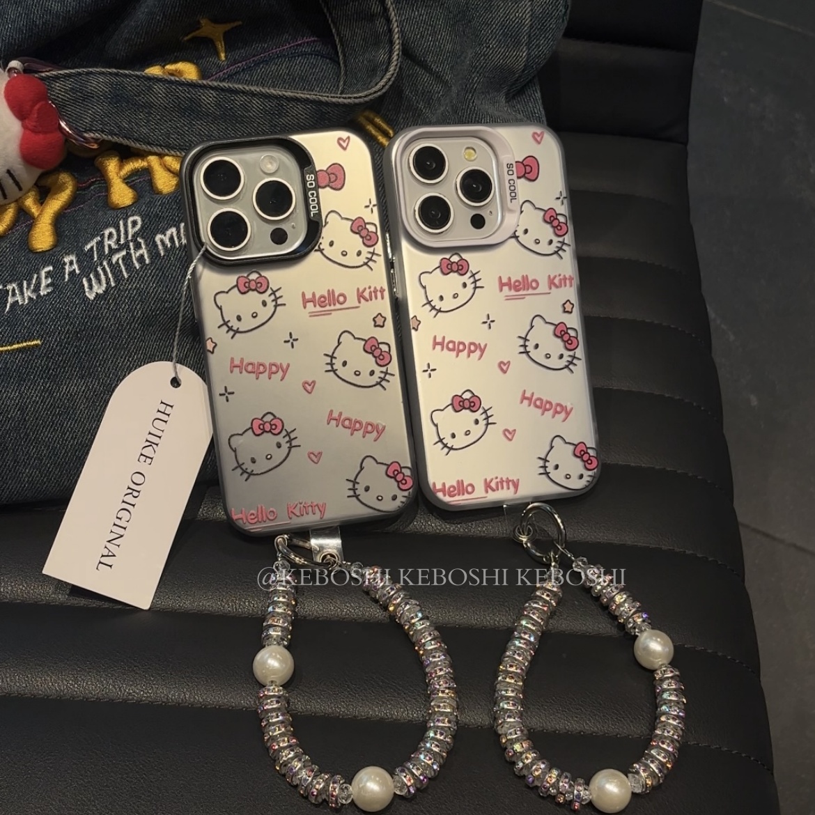 英文凯蒂猫适用苹果vivo华为oppo小米一加三星魅族彩银手机壳防摔