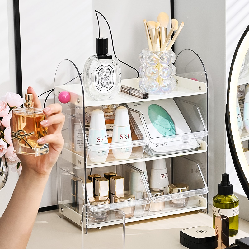 化妆品收纳盒桌面ins风收纳架梳妆台护肤品眼影口红整理置物架