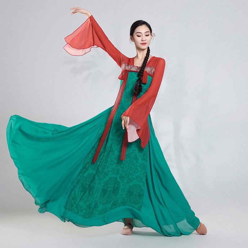 古典舞蹈服女飘逸中国齐胸练功飘带长款演出服纱衣古典服舞蹈衣服