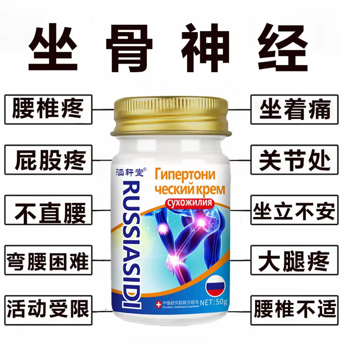 坐骨神经腰椎盘突出骨质增生腰肌劳损压迫神经屁股腿痛胯骨止疼膏