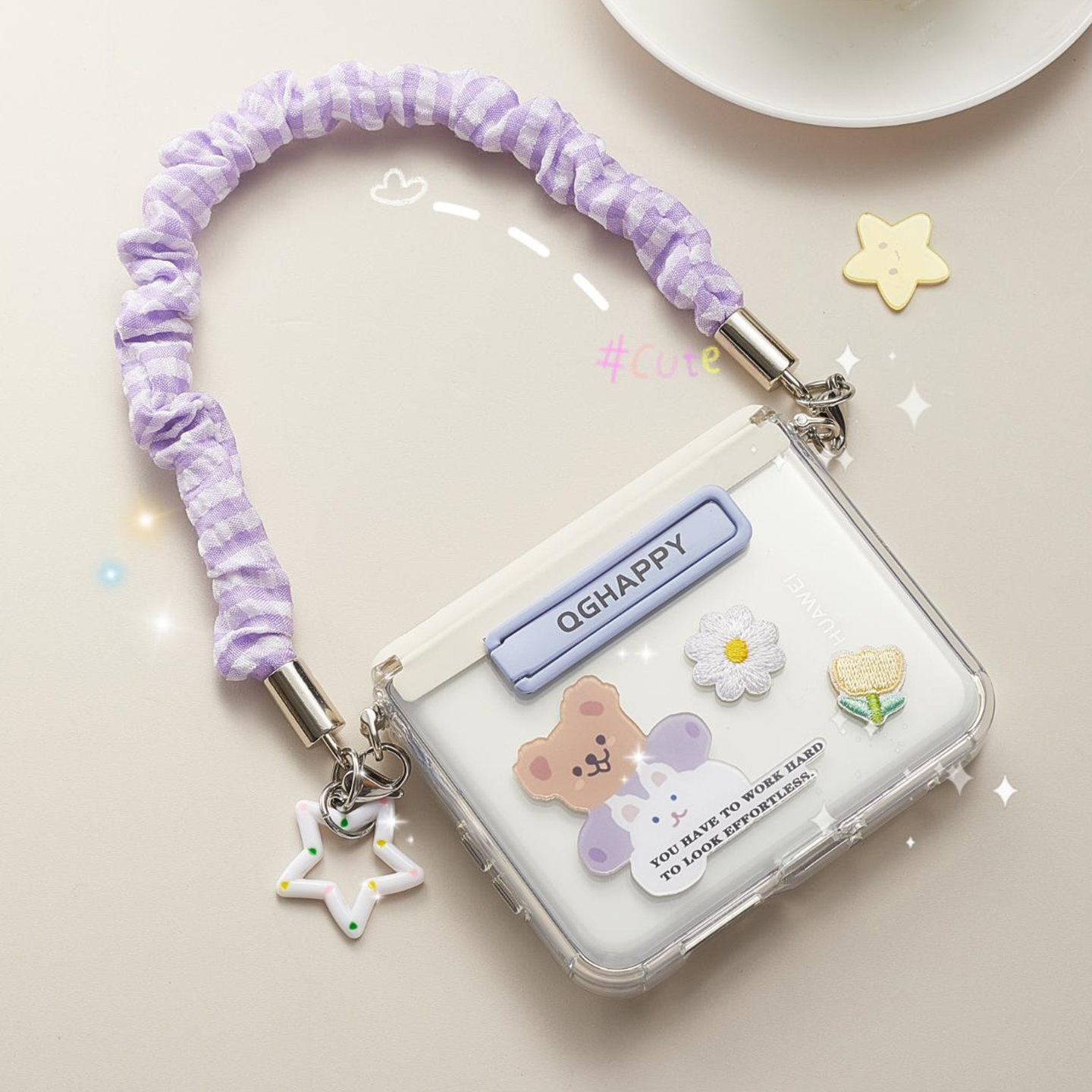 适用华为PuraX透明全包软壳可爱小熊带手链支架purax典藏版手机壳