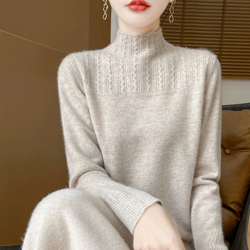 商场同款100%纯羊绒衫女半高领毛衣2026秋冬新款设计感针织打底衫