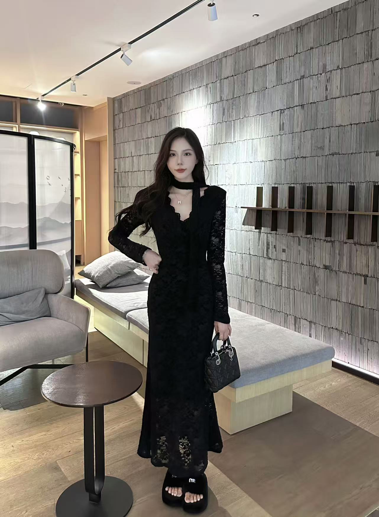 【田姜女装 】气质秋冬蕾丝连衣裙