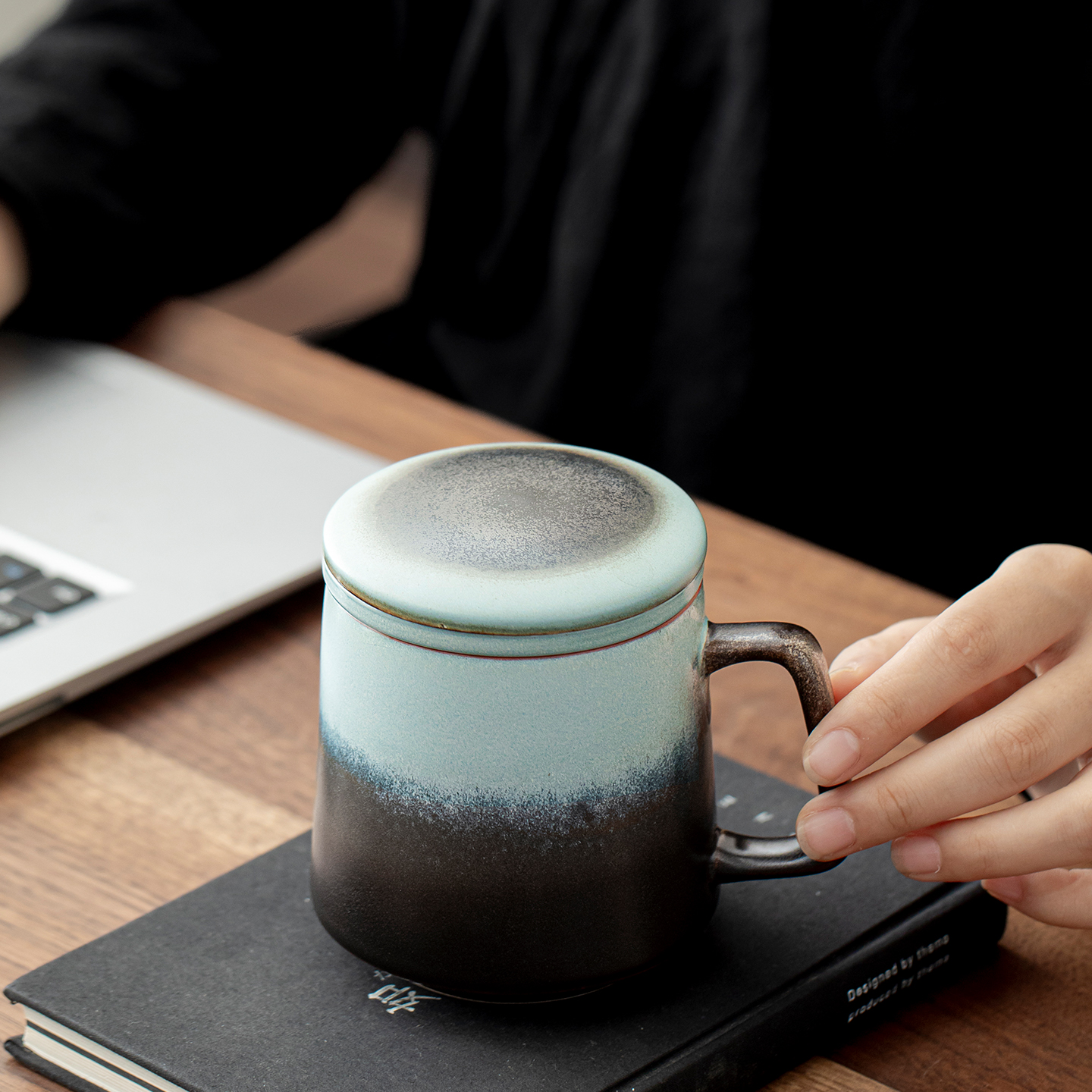 煌山高颜值泡茶杯家用办公个人专用茶水分离陶瓷杯马克杯2025新款