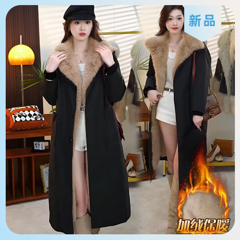 2025秋冬季新款韩版宽松显瘦翻领派克服外套女中长款加厚保暖大衣