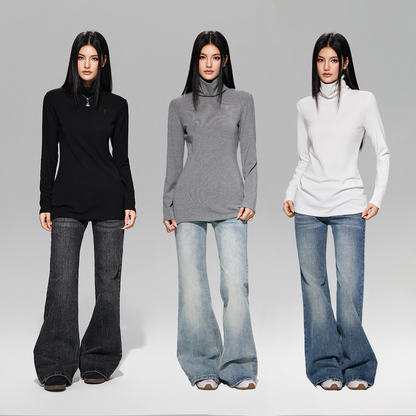 【Achock达人链接】南区菲奥娜简约纯色高领保暖打底衫冬季新款T恤