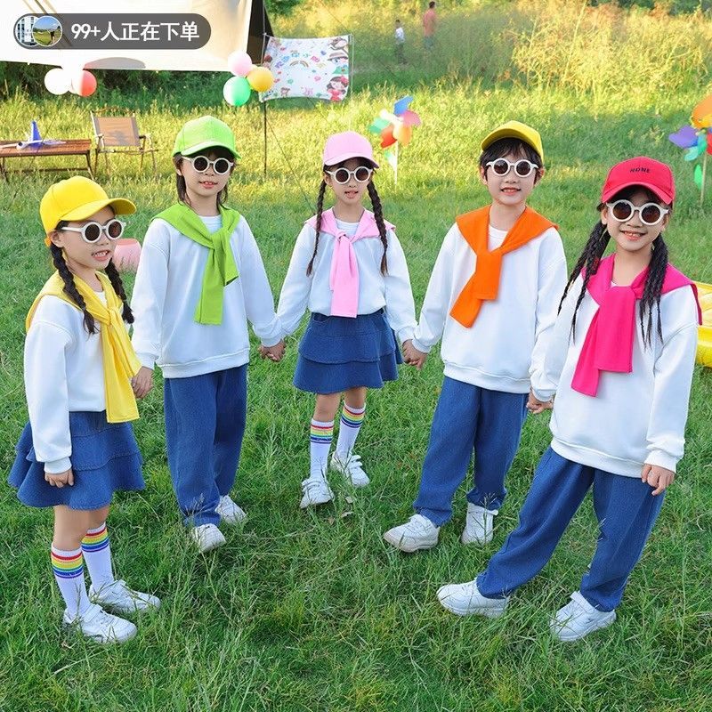 幼儿园园服三件套春秋校服套装多巴胺运动会小学生运动会班服演出