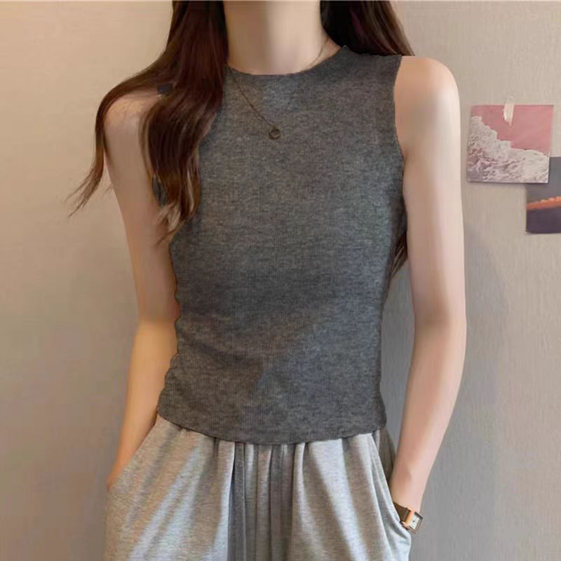 莫代尔无袖背心T恤女装夏季新款棉纯修身显瘦上衣西装内搭打底衫
