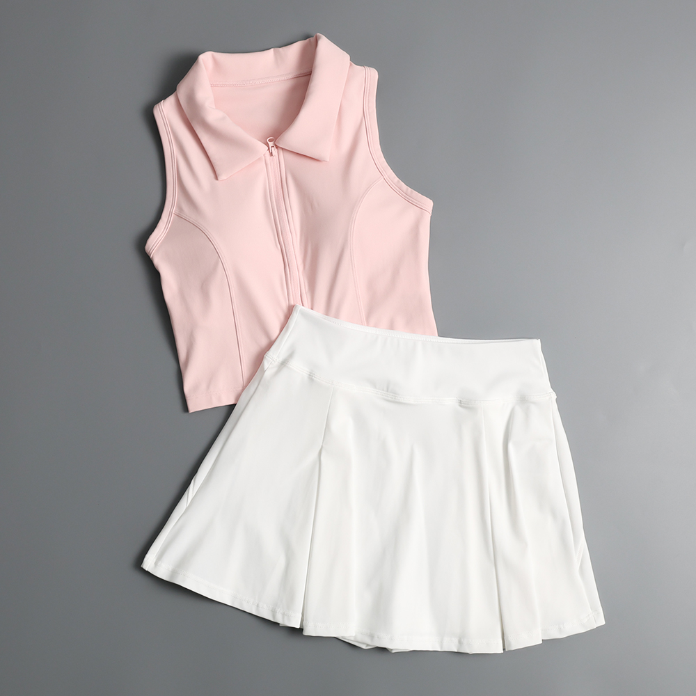 羽毛球健身套装女夏季网红新款瑜伽训练背心防走光跑步运动半身裙