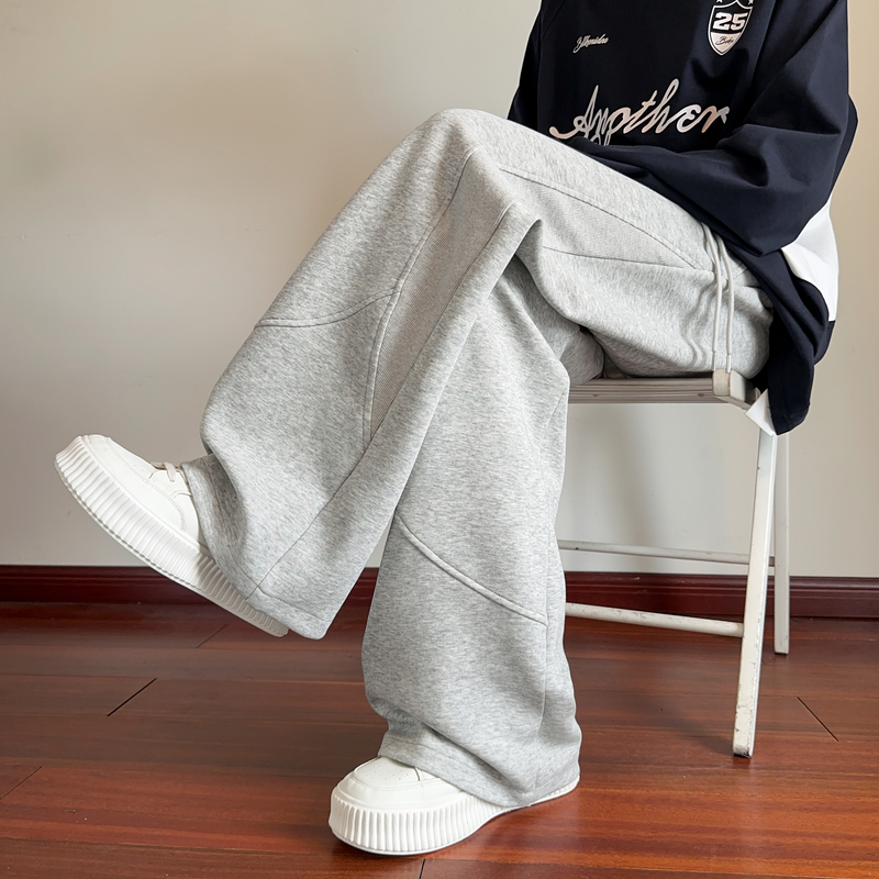 白花灰弯刀卫裤男春秋宽松百搭直筒休闲裤子潮牌美式慵懒风运动裤