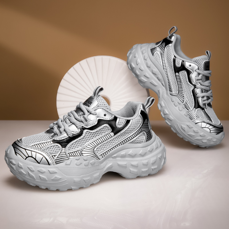 DRAG BEAR/曳舞熊银色轻便增高老爹鞋潮流百搭鞋子韩版网面女鞋时