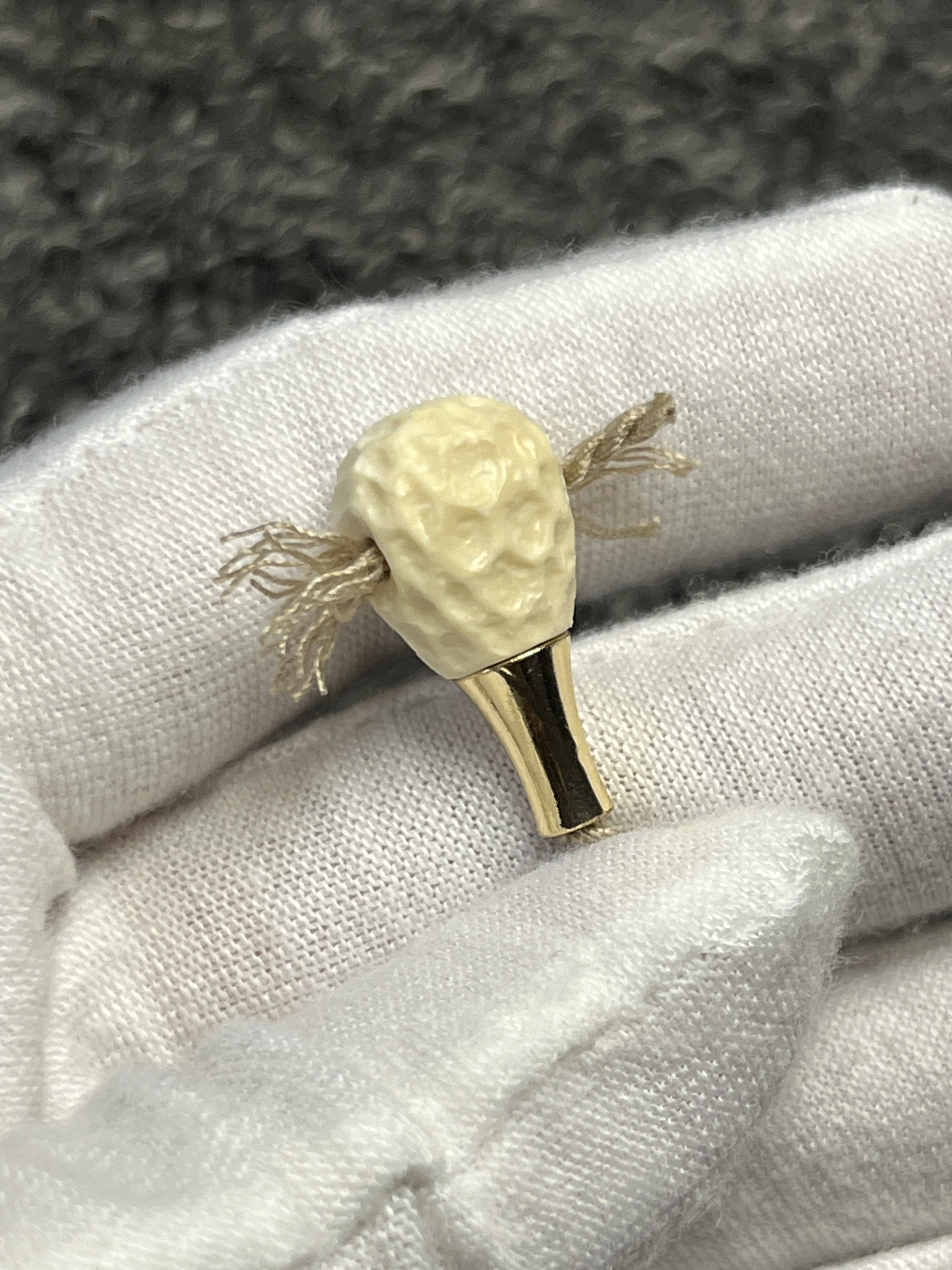 对孔10mm左右天然猛犸牙手工锤纹无相柏香手串三通文玩猛犸三通