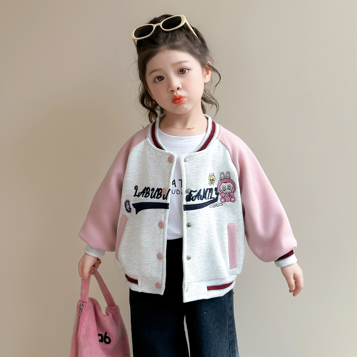 女童棒球服外套春秋款2025新款儿童时髦休闲上衣女宝宝洋气夹克衫