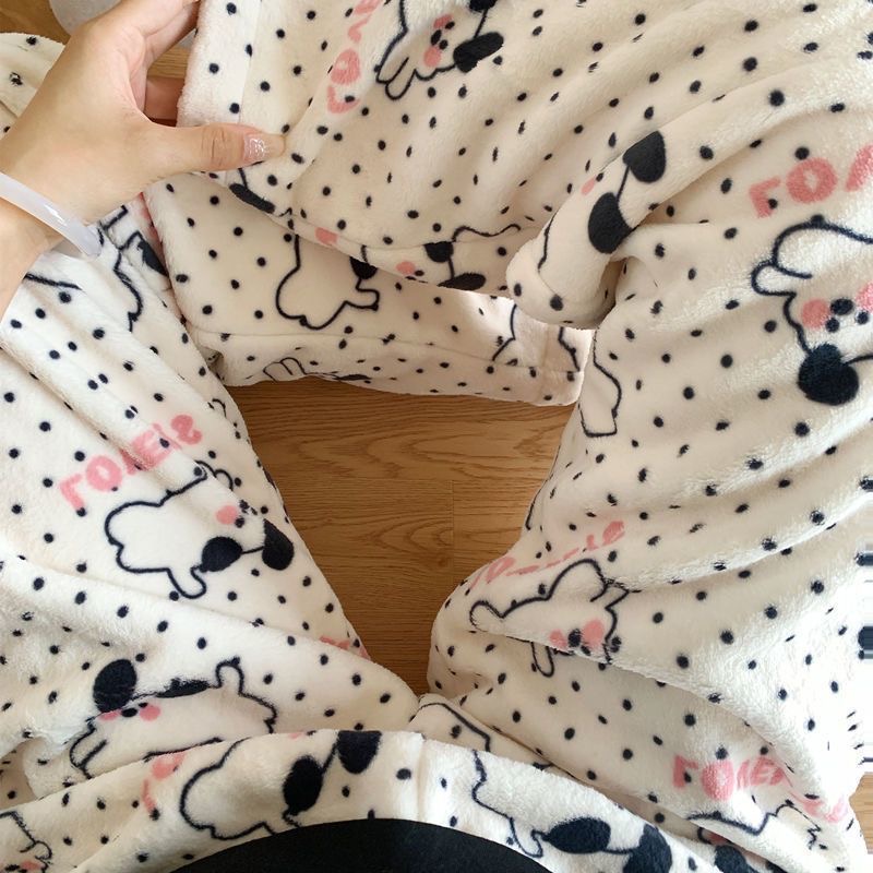 睡裤女秋冬季甜美可爱保暖冬季宽松单裤长裤常规款韩版小狗家居服