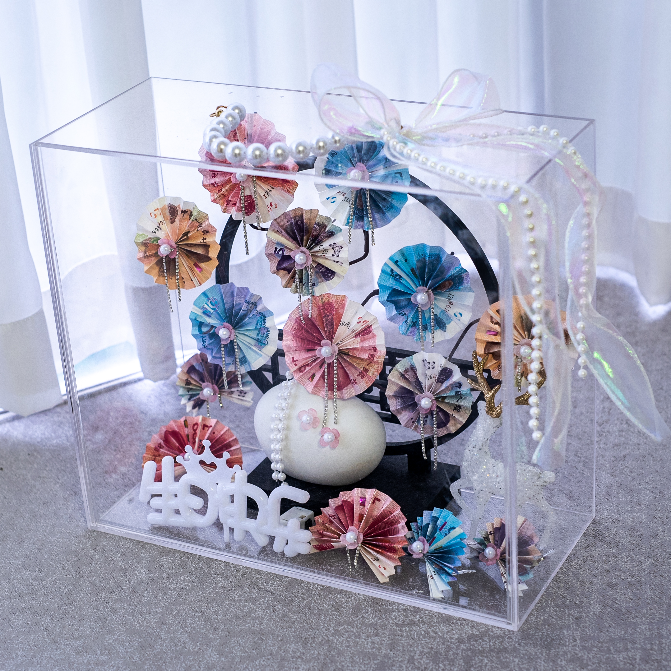 网红国风发财树有钱花亚克力盒手工材料情人节生日送女友礼物惊喜