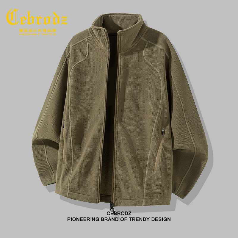 法国Cebrodz秋季新款开衫卫衣男士复古纯色外套百搭休闲潮牌简约
